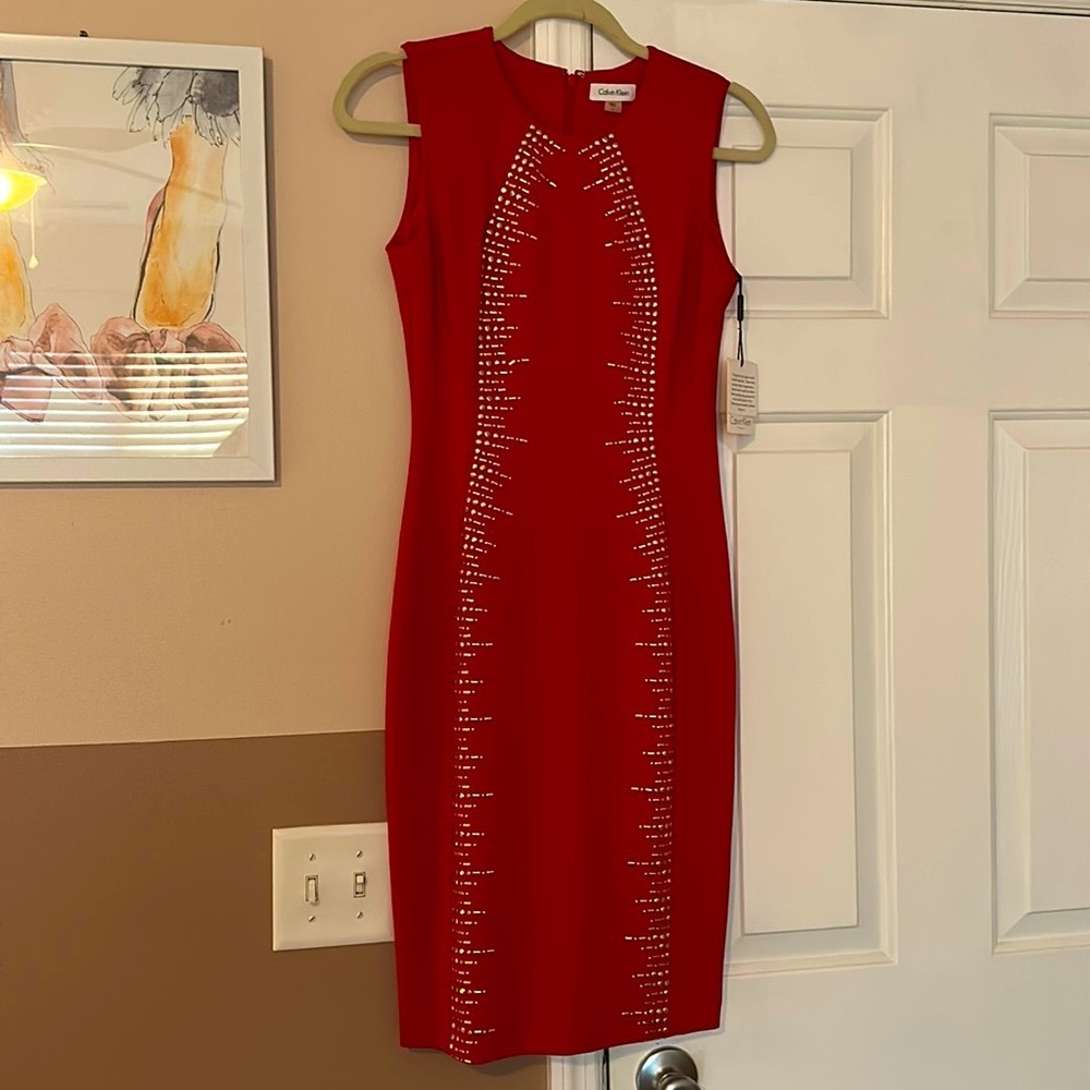 NWT Calvin Klein Red body-con dress